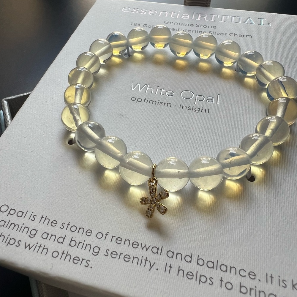 ESSENTIAL RITUAL White Opal 18k gold plated sterling silver charm bracelet *NEW